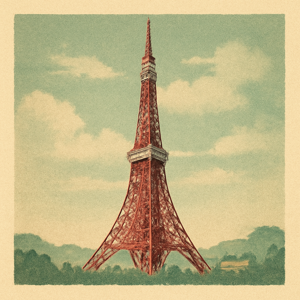 Tokyo vintage postcard stamp